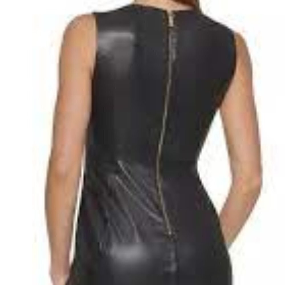 NWT Calvin Klein Women Faux Leather Dress Size 10 - Picture 2 of 13